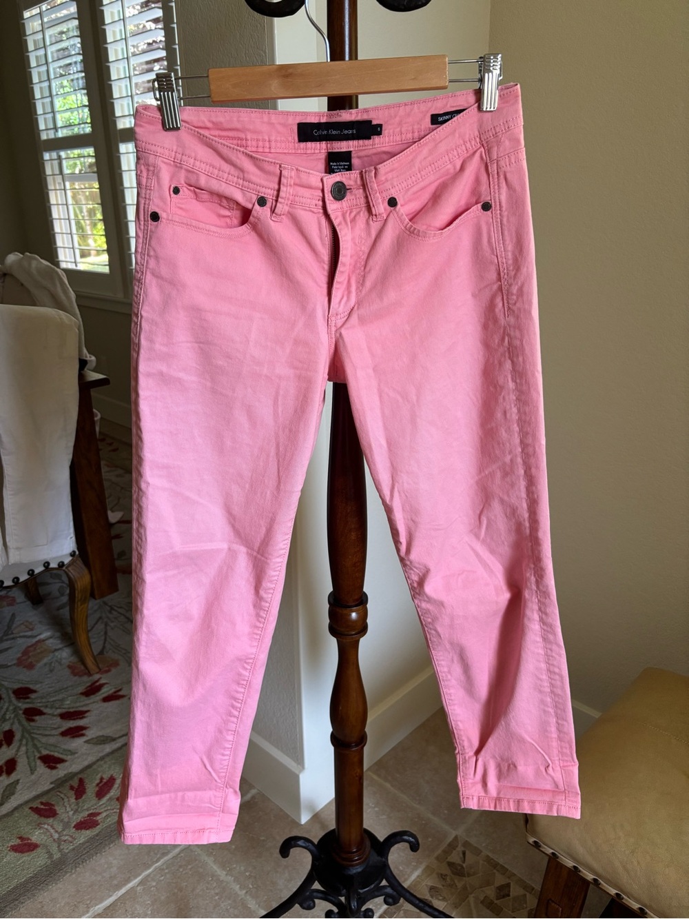 Calvin Klein Jeans Pink Cropped Slim Straight Jeans